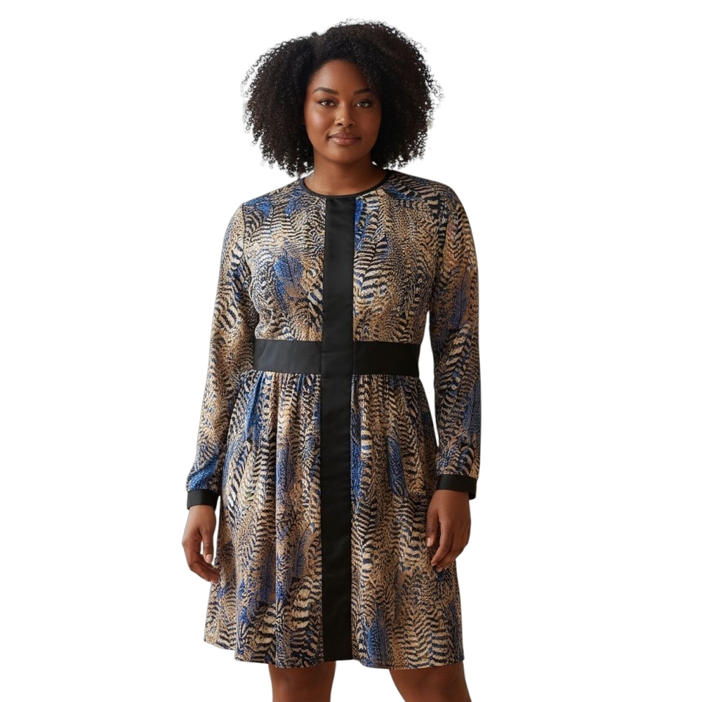 Boohoo Open Back Black Brown Blue Dress Size Medium